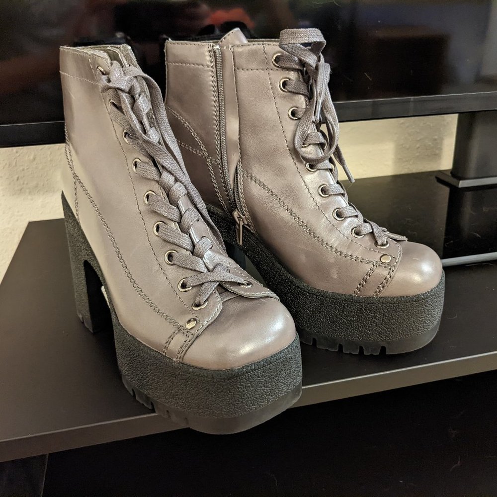 Jeffrey Campbell Gray Platform Ankle Boots